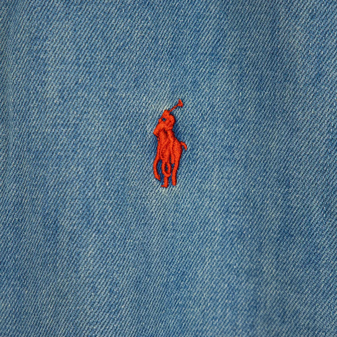 P300 zp version [exclusive supply] - Ralph Lauren/Ralph Lauren Four Seasons classic American retro Vintage style nostalgic washed red label denim long-sleeved shirt - 10X10 OE/super soft denim denim fabric ✅ - 100% restoration of workmanship, apricot three-strand washed thick thread ✅ - Custom dyed original transparent white buttons, size division ✅ - A versatile shirt that can be worn in all seasons, oversized version, translucent fading, can be worn alone It can also be worn as a layer as a coat or as an inner layer of a sweater. It has a slightly aged look and is washed and faded. It is naturally white. The upper body is retro and casual. It can save the mismatch. Color: Denim Blue Size: S M L XL Number: WW10741